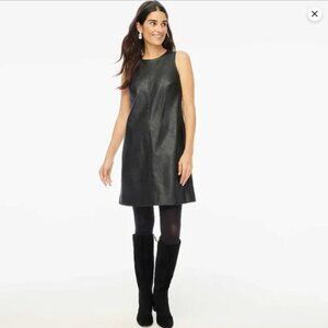J. Crew Faux Leather Black Shift Dress, Size 6